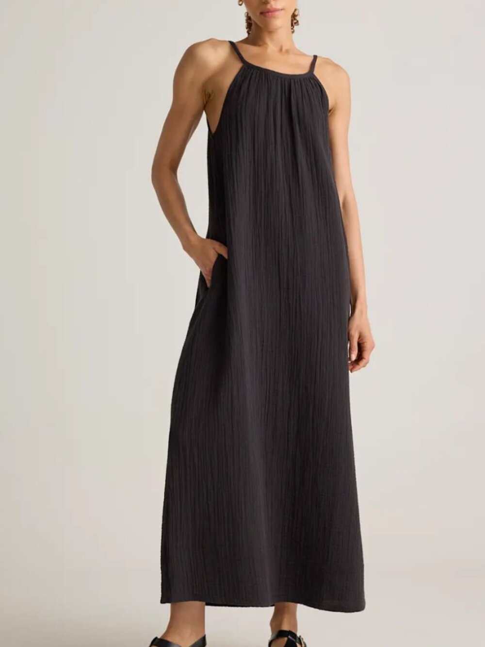 Quince 100% Organic Cotton Gauze Sleeveless Maxi Dress